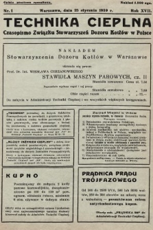 Technika Cieplna : czasopismo Związku Stowarzyszeń Dozoru Kotłów w Polsce. R. 17, 1939, nr 1