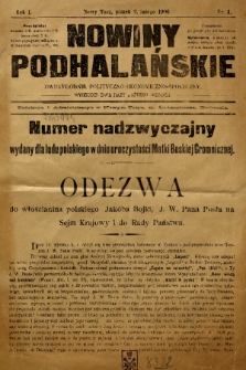 Nowiny Podhalańskie : dwutygodnik polityczno-ekonomiczno-społeczny. 1906, nr 3
