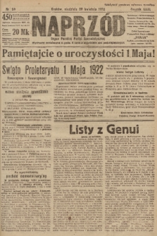 Naprzód : organ Polskiej Partyi Socyalistycznej. 1922, nr 98