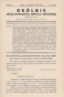 Okólnik Akcji Katolickiej Diecezji Kieleckiej. 1935, nr 11-12