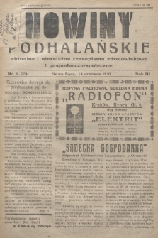Nowiny Podhalańskie : aktualne i niezależne czasopismo zdrojowiskowe i gospodarczo-społeczne. 1937, nr 6 (35)