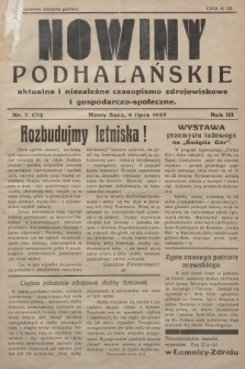 Nowiny Podhalańskie : aktualne i niezależne czasopismo zdrojowiskowe i gospodarczo-społeczne. 1937, nr 7 (36)