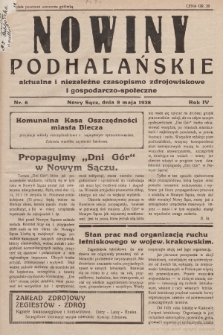 Nowiny Podhalańskie : aktualne i niezależne czasopismo zdrojowiskowe i gospodarczo-społeczne. 1938, nr 6