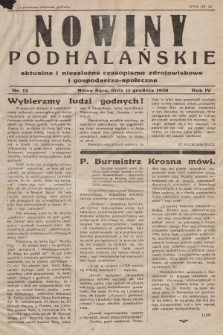 Nowiny Podhalańskie : aktualne i niezależne czasopismo zdrojowiskowe i gospodarczo-społeczne. 1938, nr 13