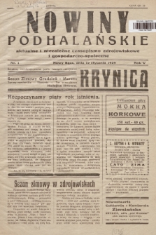 Nowiny Podhalańskie : aktualne i niezależne czasopismo zdrojowiskowe i gospodarczo-społeczne. 1939, nr 1