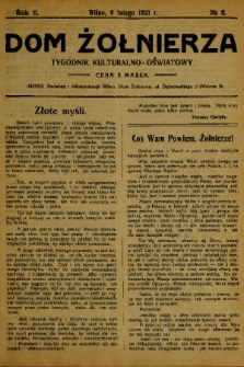 Dom Żołnierza : tygodnik kulturalno-oświatowy. 1920, nr 6