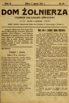 Dom Żołnierza : tygodnik kulturalno-oświatowy. 1920, nr 10