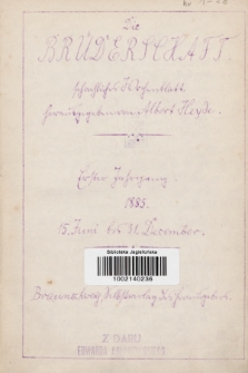 Die Brüderschaft : Schachlischer Wochenblatt. Jg. 1, 1885, Register