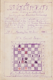 Die Brüderschaft : Schachlischer Wochenblatt. Jg. 1, 1885, No 3