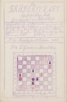 Die Brüderschaft : Schachlischer Wochenblatt. Jg. 1, 1885, No 16