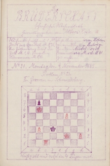 Die Brüderschaft : Schachlischer Wochenblatt. Jg. 1, 1885, No 21