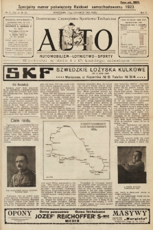 Auto : ilustrowane czasopismo sportowo-techniczne : automobilizm - lotnictwo - sporty. R.2, 1923, № 12