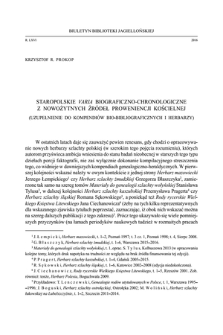 Staropolskie Varia biograficzno-chronologiczne z nowożytnych źródeł proweniencji kościelnej (uzupełnienie do kompendiów bio-bibliograficznych i herbarzy)