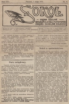 Sokół : organ Dzielnic Wielkopolskiej i Pomorskiej Związku Sokołów Polskich. R. 21, 1922, nr 9