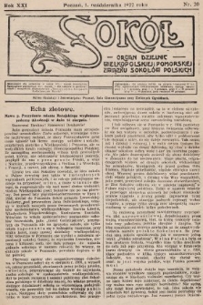 Sokół : organ Dzielnic Wielkopolskiej i Pomorskiej Związku Sokołów Polskich. R. 21, 1922, nr 20