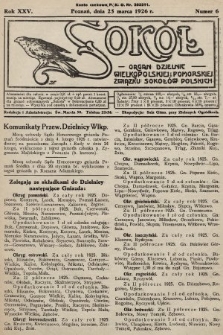 Sokół : organ Dzielnic Wielkopolskiej i Pomorskiej Związku Sokołów Polskich. R. 25, 1926, nr 6