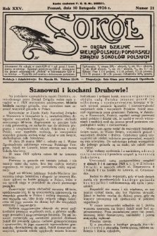 Sokół : organ Dzielnic Wielkopolskiej i Pomorskiej Związku Sokołów Polskich. R. 25, 1926, nr 21