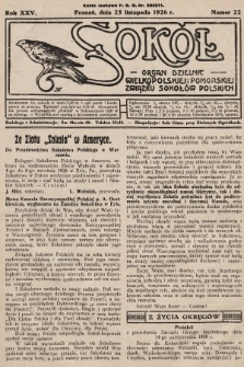 Sokół : organ Dzielnic Wielkopolskiej i Pomorskiej Związku Sokołów Polskich. R. 25, 1926, nr 22
