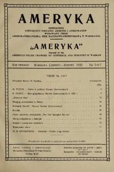 Ameryka : miesięcznik poświęcony poznaniu Ameryki i Amerykanów wydawany przez Amerykańsko-Polską Izbę Handlowo-Przemysłową w Warszawie. 1923, nr 5-6-7