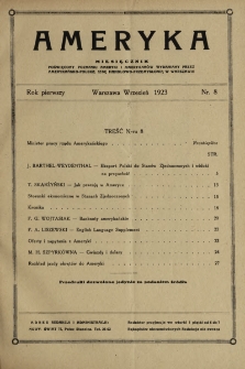 Ameryka : miesięcznik poświęcony poznaniu Ameryki i Amerykanów wydawany przez Amerykańsko-Polską Izbę Handlowo-Przemysłową w Warszawie. 1923, nr 8