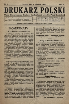 Drukarz Polski : organ Stowarzyszenia Drukarzy i pokrewnych zawodów Polski Zachodniej. 1926, nr 7