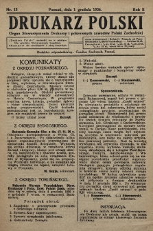Drukarz Polski : organ Stowarzyszenia Drukarzy i pokrewnych zawodów Polski Zachodniej. 1926, nr 13
