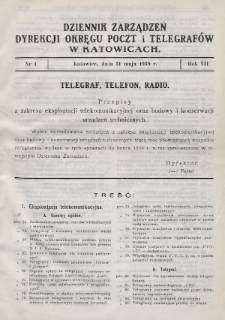 Dziennik Zarządzeń Dyrekcji Okręgu Poczt i Telegrafów w Katowicach. 1939, nr 4