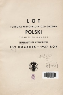 Lot i OPLG Polski. 1937, Spis rzeczy
