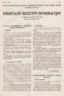 Kwartalny Biuletyn Informacyjny : za pierwszy kwartał 1933 roku. R.3, 1933, nr 2