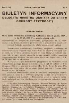 Biuletyn Informacyjny Delegata Ministra Oświaty do Spraw Ochrony Przyrody. 1948, nr 2