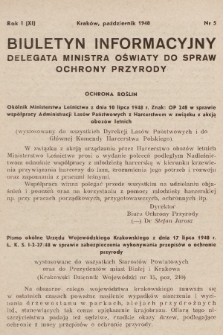 Biuletyn Informacyjny Delegata Ministra Oświaty do Spraw Ochrony Przyrody. 1948, nr 5