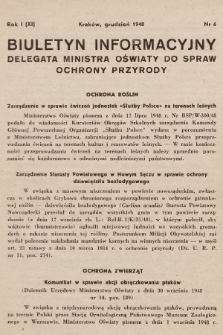 Biuletyn Informacyjny Delegata Ministra Oświaty do Spraw Ochrony Przyrody. 1948, nr 6