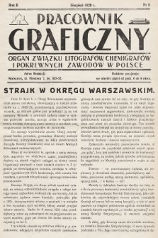 Pracownik Graficzny : organ Związku Litografów, Chemigrafów i Pokrewnych Zawodów w Polsce. 1929, nr 8