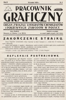 Pracownik Graficzny : organ Związku Litografów, Chemigrafów i Pokrewnych Zawodów w Polsce. 1929, nr 9
