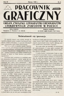 Pracownik Graficzny : organ Związku Litografów, Chemigrafów i Pokrewnych Zawodów w Polsce. 1930, nr 3