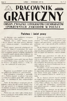 Pracownik Graficzny : organ Związku Litografów, Chemigrafów i Pokrewnych Zawodów w Polsce. 1937, nr 7-9