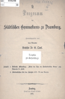 Programm des Städtischen Gymnasiums zu Dramburg. 1876, nr 9