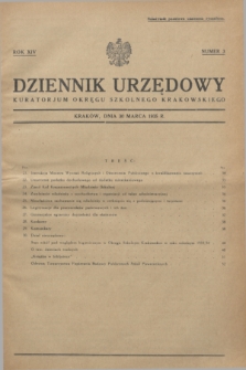 Dziennik Urzędowy Kuratorjum Okręgu Szkolnego Krakowskiego. R.14, nr 3 (30 marca 1935)