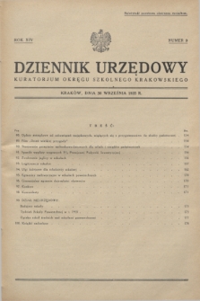 Dziennik Urzędowy Kuratorjum Okręgu Szkolnego Krakowskiego. R.14, nr 9 (30 września 1935)