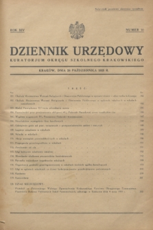 Dziennik Urzędowy Kuratorjum Okręgu Szkolnego Krakowskiego. R.14, nr 10 (28 października 1935)