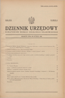 Dziennik Urzędowy Kuratorjum Okręgu Szkolnego Krakowskiego. R.18, nr 2 (28 lutego 1939)