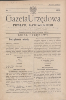 Gazeta Urzędowa Powiatu Katowickiego. 1935, nr 1 (5 stycznia)