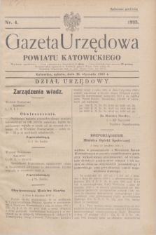 Gazeta Urzędowa Powiatu Katowickiego. 1935, nr 4 (26 stycznia)