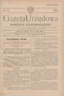 Gazeta Urzędowa Powiatu Katowickiego. 1935, nr 21 (25 maja)