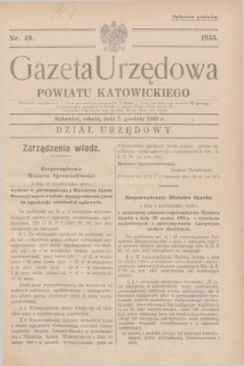 Gazeta Urzędowa Powiatu Katowickiego. 1935, nr 49 (7 grudnia)