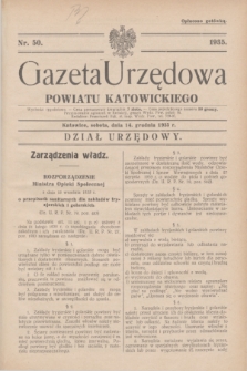 Gazeta Urzędowa Powiatu Katowickiego. 1935, nr 50 (14 grudnia)