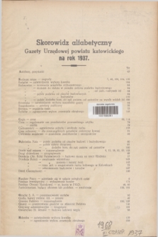 Gazeta Urzędowa Powiatu Katowickiego. 1937, Skorowidz alfabetyczny Gazety Urzędowej Powiatu Katowickiego na rok 1937