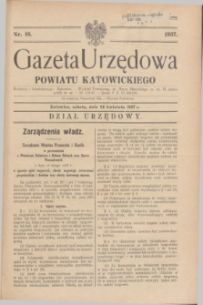 Gazeta Urzędowa Powiatu Katowickiego. 1937, nr 16 (24 kwietnia)