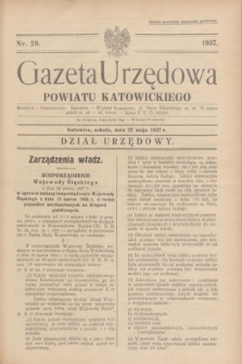 Gazeta Urzędowa Powiatu Katowickiego. 1937, nr 20 (22 maja)