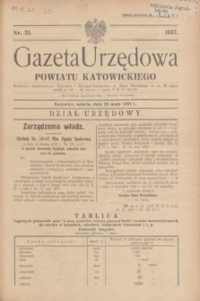 Gazeta Urzędowa Powiatu Katowickiego. 1937, nr 21 (29 maja)